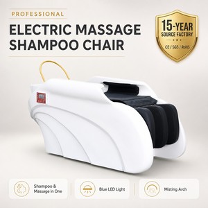 Chaise de massage électrique pour shampoing avec lumière LED, arche de brumisation, unité de lavage en position allongée, équipement de spa capillaire pour salon - Product Image 1