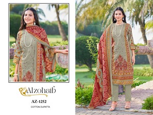 ชุดปากีสถานแบบกึ่งสำเร็จรูป คุณภาพพรีเมียม สีพาสเทลพีชและสีฟ้าอมเขียว ลายดอกไม้ พร้อมผ้าคลุมไหล่พิมพ์ลาย - Product Image 5