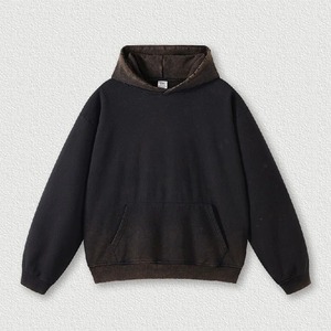 Logo de marque personnalisé 500 GSM Sun Faded Vintage Hoodies pour hommes surdimensionné en détresse lavage à l'acide Streetwear brodé hiver - Product Image 2