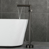 Ensemble de robinetterie de bain Azeta pour eau chaude et froide, mitigeur de douche et baignoire à poser au sol, en laiton, avec robinet cascade à poignée unique