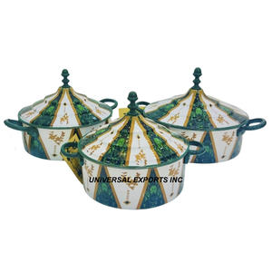 Juego de tres cazuelas de metal de buena calidad, hecha a mano cazuela de diseñador, clásico, elegante, al por mayor, nuevo calentador de alimentos de metal - Product Image 4