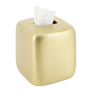 Lujosa caja de pañuelos con logotipo personalizado, soporte con metal y madera hechos a mano, Forma cuadrada recubierta de amarillo para restaurantes y bodas - Product Image 3