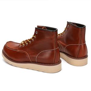 Super Quality Cowhide Genuine <b>Leather</b> Casual <b>Boots</b> Racing Motorcycle Ankle <b>Boots</b> Vintage Shoelace Ankle High Work <b>Boots</b> EU 39-44 - Product Image 2