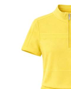 Ensemble de survêtement sportif pour femmes, polo jaune à fermeture éclair et short à cordon de serrage, deux pièces, vêtements de sport pour la salle de sport - Product Image 4