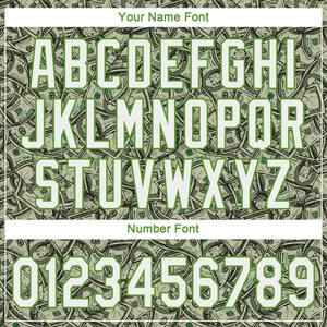 Blanc vert personnalisé-vert néon 3D motif Design Dollar authentique maillot de baseball - Product Image 4