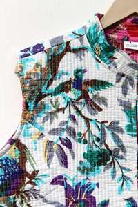 Cotton Quilted Jacket Women Wear Front Open Kimono Stripe Piping Hand Made Beige <b>Vintage</b> Quilted Jacket for Women - Product Image 4