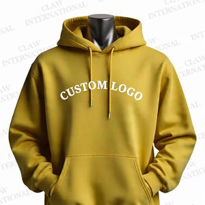 Vente en gros Pull à capuche unisexe 100% coton molleton d'hiver à motif solide imprimé personnalisé avec option de logo thermique pour hommes - Product Image 1