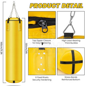 Sac de frappe en cuir robuste et durable avec remplissage de sable pour l'entraînement de boxe, le fitness, l'exercice et la pratique des compétences, pour la salle de sport et la maison - Product Image 4