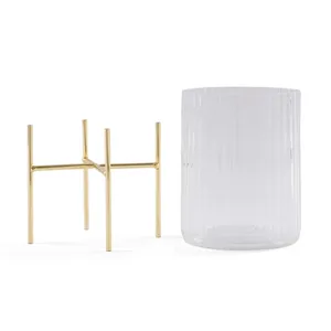 Grand photophore/bougeoir en verre martelé doré de luxe Design unique fait à la main pour les mariages, Noël et cadeaux - Product Image 3