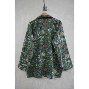 ชุดนอนผ้าฝ้ายลายดอกไม้สำหรับผู้หญิง ชุดนอนพิมพ์ลายด้วยมือ เนื้อผ้านุ่ม ระบายอากาศ แห้งเร็ว สบายๆ หรูหรา - Product Image 4