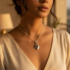 Elegante Colgante de Plata 925 con Amatista en Forma de Lágrima para Mujer, Oro Rosa con Baño de Rodio, Dije de Platino, Joyería de Regalo - Product Image 3