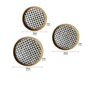 ชุดถาดเสิร์ฟหวายทอมือ3ชิ้นสำหรับตกแต่งบนโต๊ะอาหารทรงกลมทำจากเวียดนาม - Product Image 2