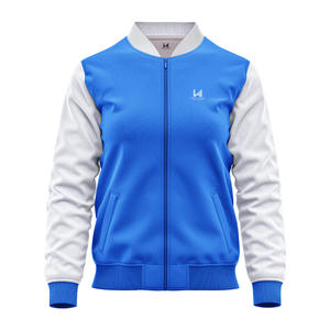 Veste bomber formelle ample à col rond, coupe-vent, respirante, écologique, couleur unie, logo personnalisé, en laine et viscose, style varsity - Product Image 4