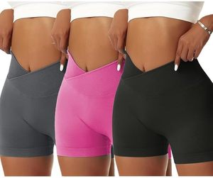 Shorts Deportivos de Cintura Alta, Ajustados, de Satén Sin Costuras, Talla Grande, con Efecto Levanta Glúteos, para Yoga, Gimnasio, Ciclismo, Ecológicos y de Secado Rápido - Product Image 1