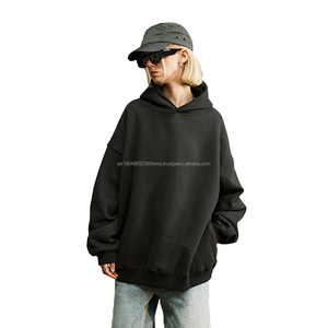 Sweat à capuche personnalisé en gros, Sweat à capuche de couleur unie de haute qualité avec épaule ample Sweats à capuche épais de couple pour hommes - Product Image 1