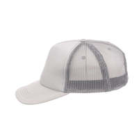 Gorra de béisbol de 5 paneles premium gris claro con espalda de malla transpirable y espuma ajustable, estilo camionero, para hombre y mujer, ideal para deportes al aire libre.