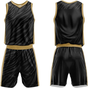 Factory Price New Black and Gold Men Basketball Jerseys Sport Kit Youth Basketball Uniform Adult Basketball <b>T</b> <b>Shirt</b> Shorts Set - Product Image 2
