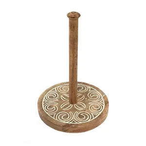 Hand Carved Kitchen Paper Roll Stand in Sheesham Wood Kitchen Tissue Roll Holder Decorative Kitchen Napkin Roll