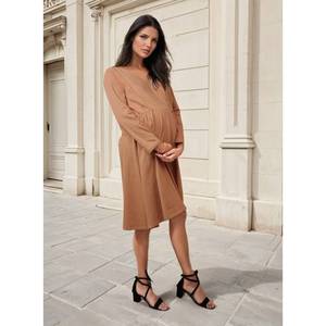 ชุดคลุมท้องยาวถึงเข่ากึ่งทางการสีน้ำตาลพร้อม sves ใส่สบายฟรีไซส์สำหรับสวมใส่ชายหาดทุกวันขายวันหยุด - Product Image 2