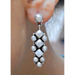 Pendientes de perlas de agua dulce de Plata de Ley 925 hechos a mano, joyería de piedras preciosas blancas naturales, pendientes elegantes de perlas de agua dulce - Product Image 3