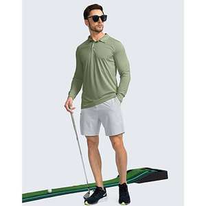 Chemise à manches longues en tricot uni pour homme, anti-froissement, séchage rapide, protection UPF pour le golf, le travail, les sports de plein air - Product Image 2