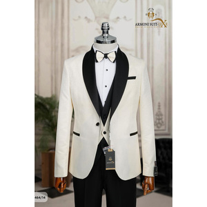 Traje de novio de aspecto afilado % 80 lana % 20 poliéster ajustado para ceremonia de boda - Product Image 1