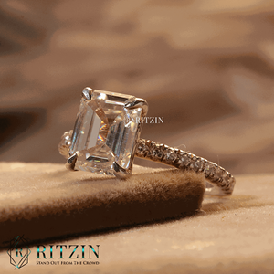 Lab Grown Diamond Round Cut <b>Solitaire</b> Engagement <b>Ring</b> with Sterling <b>Silver</b> Prong Setting for Women - Product Image 3