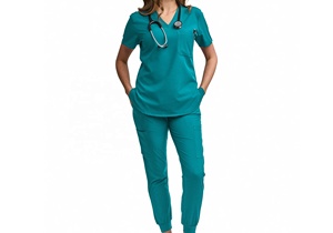 ชุดยูนิฟอร์มแพทย์หญิงคุณภาพสูงแบบสั่งทำพิเศษสำหรับชายและหญิง ชุดสครับพยาบาลคอโอแบบมีซิป ชุดสครับแบบยูนิเซ็กซ์พร้อมปักโลโก้ตามสั่ง - Product Image 3