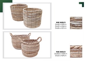 Nouvelle collection de paniers de rangement écologiques en jonc de mer, avec poignées en jute, motifs brodés faits à la main, bambou tressé, style vintage - Product Image 2