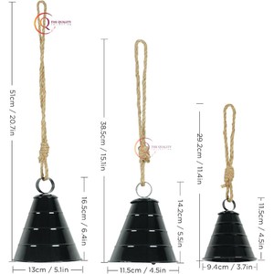 Accrocheur fait à la main cloches suspendues de noël couleur noire brillante en qualité supérieure cloches décoratives en métal pour jardin décor à la maison - Product Image 5