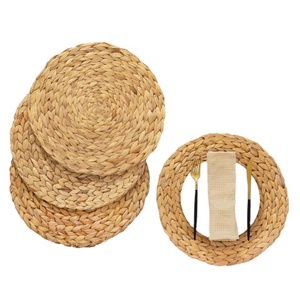 High Quality Eco-Friendly Knitted Natural Material Non-Slip Insulated Lightweight Water Hyacinth Customizable Tablemat Home - Product Image 1