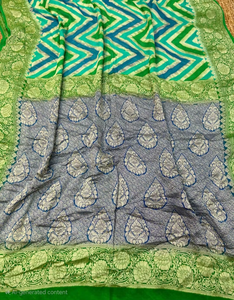 Sari de Chifón Puro Banarasi, Diseño Tradicional Zari, Tela para Blusa sin Coser, Protección Solar para Fiestas, Secado Rápido, Elegante - Product Image 4