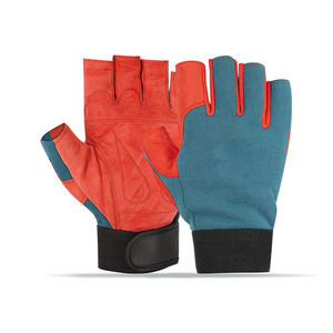 Piel de cabra Spandex muñequera gimnasio entrenamiento Fitness guantes levantamiento de pesas guantes con soporte de muñeca entrenamiento sin dedos - Product Image 5