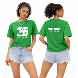 Camiseta Personalizada de la Copa Mundial de Fútbol 2026 para Mujer, Verde Básica para Fans, Cuello Redondo Clásico, Manga Corta, Informal, de Algodón - Product Image 1
