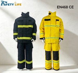 Uniformes de pompier isolants thermiquement, tailles L à XXXXXL, certifiés CE, en tissu aramide premium, économiques, jaunes, noirs, bleu marine - Product Image 1