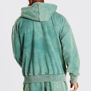 Sweat Homme Poids Lourd 500gsm Coton Lavé à l'Acide Polaire Mélangée Haute Qualité Logo Personnalisé Brodé Capuche Surdimensionnée Hiver - Product Image 2