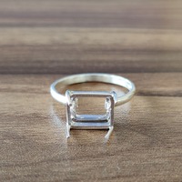 2025 Neuerscheinung Sterling Silber Rechteckiger Ringrohling DIY Handgefertigte Fassung 925 Silber Leerer Ring für Damen