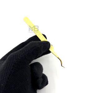 Pinzas para Pestañas de Acero Inoxidable Japonés con Punta Dorada de Aislamiento Largo de 45 Grados, Marca Privada - Product Image 2