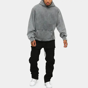 Sweat-shirt à capuche unisexe en coton 100% très vendu, de haute qualité, uni, d'hiver, personnalisé, imperméable, léger, pour homme, style occidental - Product Image 3