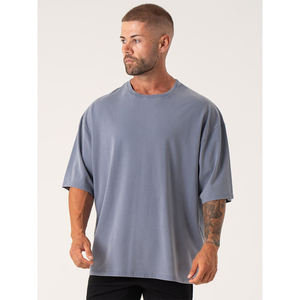 T-shirts Hip Hop d'été pour hommes, vente en gros, personnalisés de haute qualité 100% coton, T Shirt surdimensionné à épaules tombantes pour hommes - Product Image 1