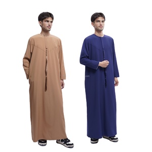 เสื้อคลุมผู้ชายแบบสบายๆ ผ้าฝ้าย ทรงยาว ระบายอากาศได้ดี เสื้อผ้ามุสลิมแบบดั้งเดิม ชุดอิสลามแบบดั้งเดิม เสื้อคลุมอาหรับ สำหรับวันอีด/รอมฎอน ขายส่ง - Product Image 1