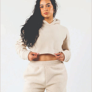 Sweat à capuche d'hiver en coton épais avec épaules tombantes pour femmes Sweat-shirt à capuche épais et ample avec cordon de serrage Veste légère et anti-rétrécissement - Product Image 4