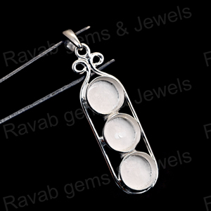 Rắn 925 Sterling Bạc 18K Vàng Mạ Đậu Hà Lan Thiết Kế 6Mm Trống <span class=keywords><strong>Bezel</strong></span> Thiết Kế Bán Núi Mặt Dây Chuyền Phụ Nữ Nhựa Làm Đầy Đồ Trang Sức - Product Image 3