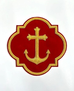 Anchor & Cross Applique for Catholic Vestment on <b>Red</b> Velvet - Product Image 4