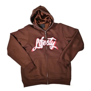 Sweat à capuche zippé intégral en molleton épais polyester/coton French Terry avec broderie personnalisée pour l'hiver - Product Image 2