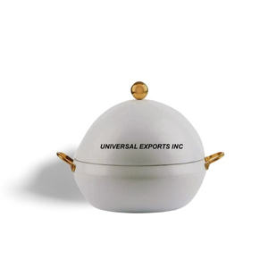 Casserole de créateur faite à la main d'excellente qualité en acier inoxydable martelé doré Réchauffeur d'aliments en métal classique et élégant fait à la main - Product Image 4