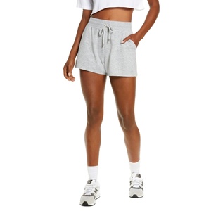 กางเกงขาสั้นสีเทาสำหรับผู้หญิงกางเกงขาสั้นออกกำลังกายผ้าฝ้ายแบบลำลอง - Product Image 1