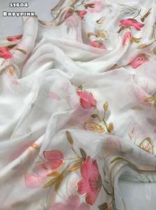 ผ้าไหมแก้วระบายอากาศได้แฟชั่นใหม่3D ปักดอกไม้ผ้าโปร่งบางสำหรับงานแต่งงานส่าหรีเสื้อผ้าอินเดีย - Product Image 3