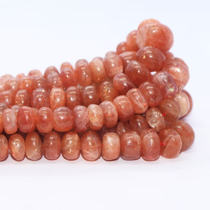 Gorgeous Natural Sunstone Smooth Rondelle Beads 6-7mm Venta al por mayor Sunstone Gemstone Bead Strands para la fabricación de joyas 16 pulgadas - Product Image 1
