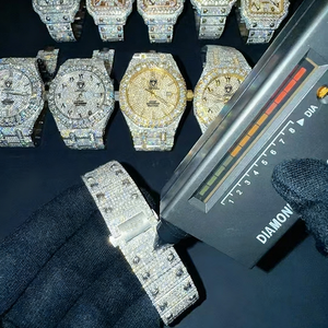 นาฬิกาข้อมือผู้ชายคุณภาพสูง ประดับเพชรเต็มหน้าปัด ชุบทอง หน้าปัดแบบอารบิก ผ่านการทดสอบเพชรโมอิสซาไนต์ ระบบออโตเมติก - Product Image 5